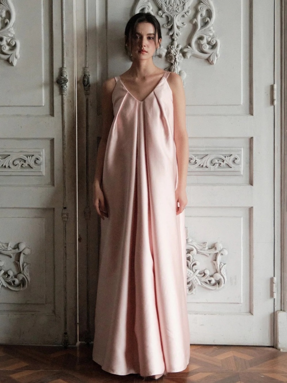 NWT Maison Amory Reign Maxi Dress - Elegant Flowing Formal Gown in Soft Pink - Picture 2 of 8